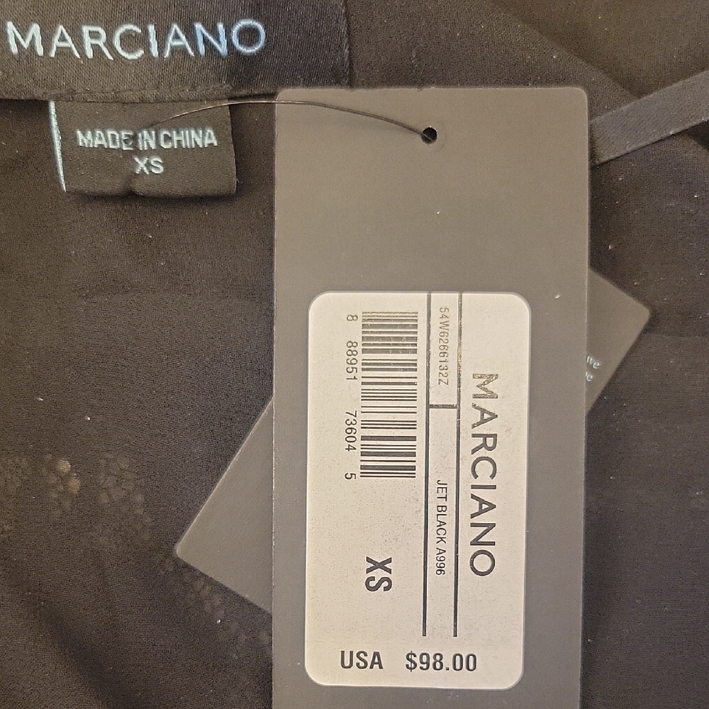 Marciano Black Lace Crowd Top w/ Faux Leather Trim,  XS - Picture 16 of 16